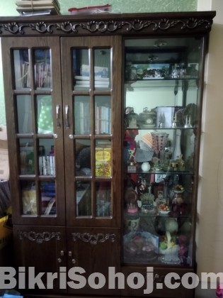 2 years used oak bookshelf with showcase for sale